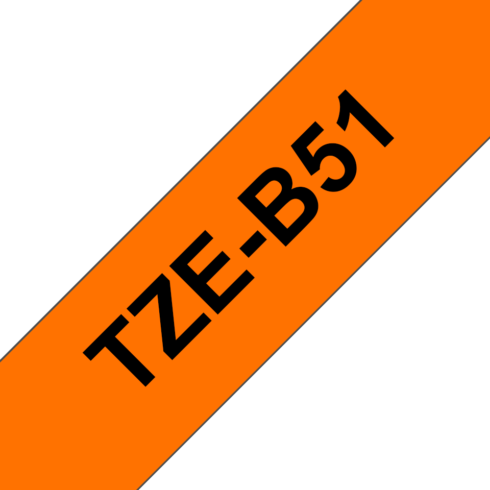 Alkuperäinen Brother TZeB51 -tarranauha – musta teksti neonoranssilla pohjalla, 24 mm